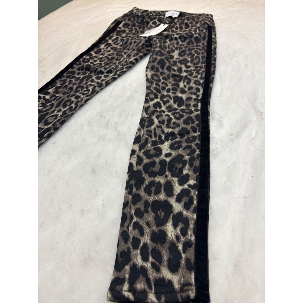 Parker Smith Night Cat Leopard Print Tuxedo Stripe Skinny Jeans Size 26 NWT - Picture 3 of 12